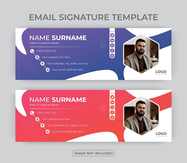 Vecteur modèle de signature d'e-mail ou disposition de conception de pied de page d'e-mail moderne