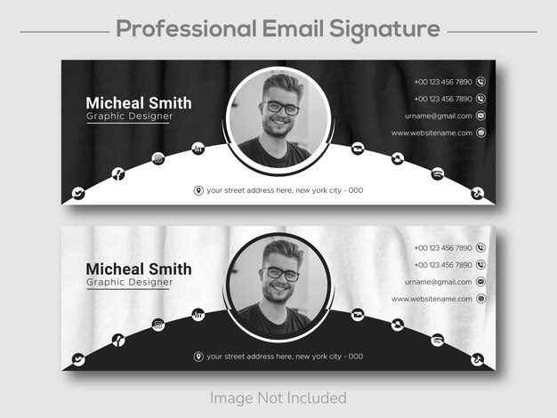 Modèle De Signature D'e-mail D'entreprise Ou Pied De Page D'e-mail Et Conception De Couverture De Médias Sociaux Personnels