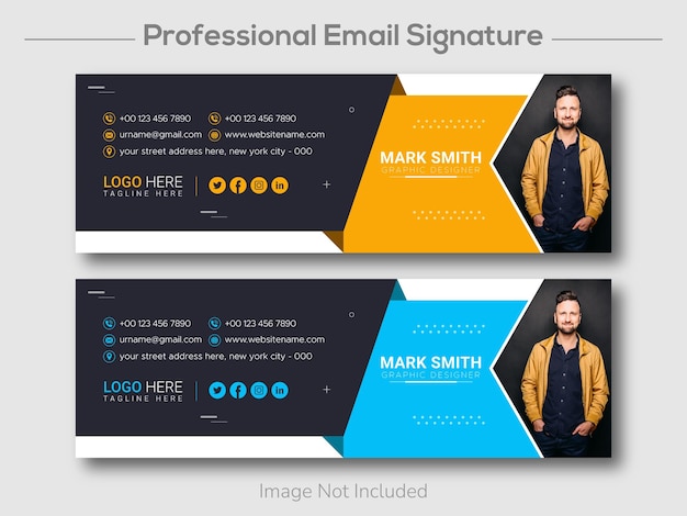 Modèle De Signature D'e-mail Personnel Ou Pied De Page D'e-mail Et Couverture Des Médias Sociaux