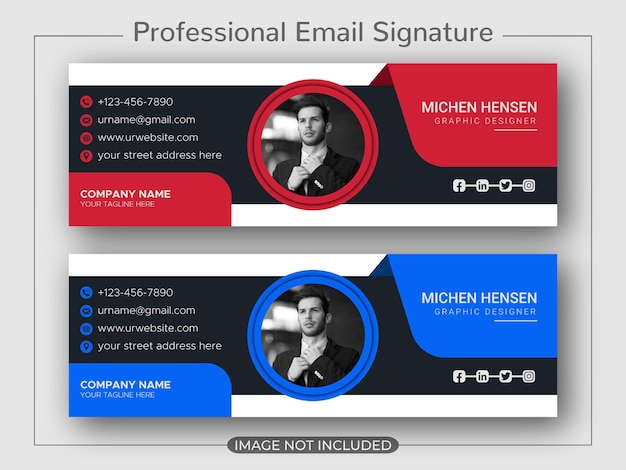 Vecteur modèle de signature d'e-mail ou pied de page d'e-mail et conception de couverture facebook personnelle