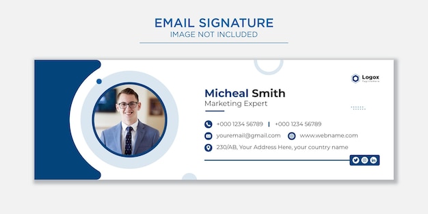 Modèle De Signature D'e-mail Ou Pied De Page D'e-mail Et Couverture Sociale Vecteur Premium