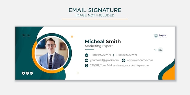 Modèle De Signature D'e-mail Ou Pied De Page D'e-mail Et Couverture Sociale Vecteur Premium