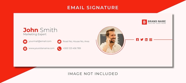 Modèle De Signature D'e-mail Ou Pied De Page D'e-mail Et Vecteur Premium De Conception De Couverture De Médias Sociaux Personnels