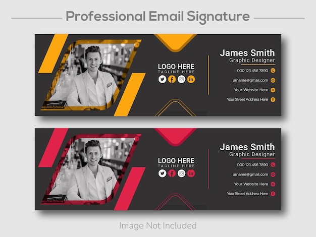 Modèle De Signature D'e-mail Unique Et élégant Ou Pied De Page D'e-mail Et Couverture De Médias Sociaux