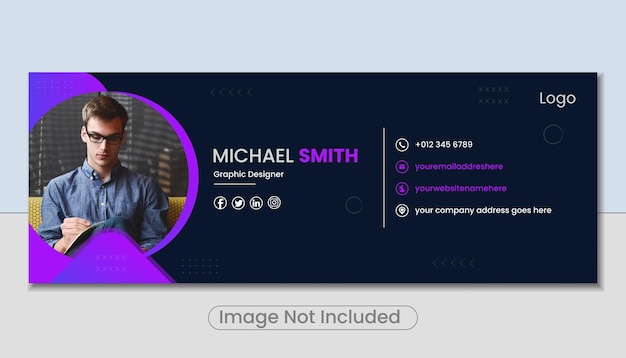 Vecteur modèle de signature électronique ou médias sociaux personnels ou page de couverture facebook