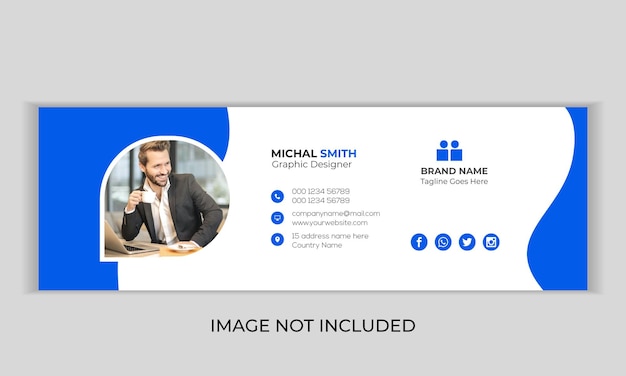Modèle De Signature D'email Ou Pied De Page D'email Et Vecteur Premium De Couverture Sociale Vecteur Premium