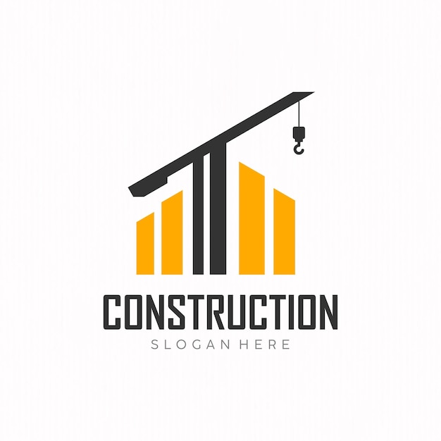 Vecteur modèle simple de conception du logo d'une entreprise de construction