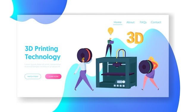 Modèle De Site Web De Concept De Technologie D'impression 3d.