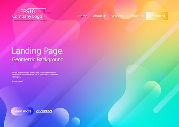 Modèle De Site Web Avec Fond De Forme Géométrique Coloré