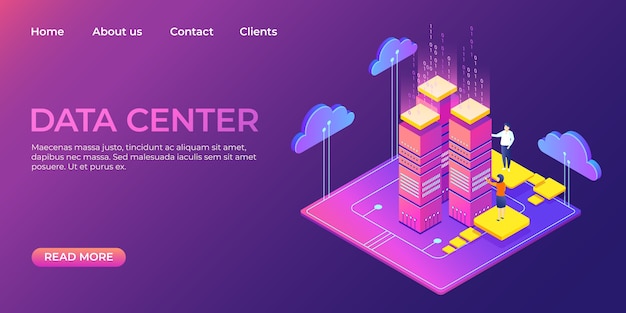 Modèle de site Web isométrique de base de données d'informations