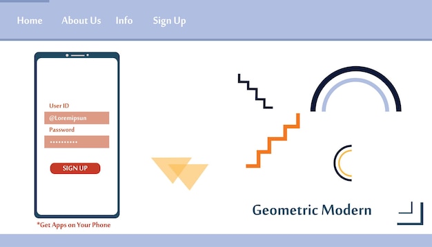 Modèle De Site Web Moderne Géométrique Landing Page Vector Design Illustration