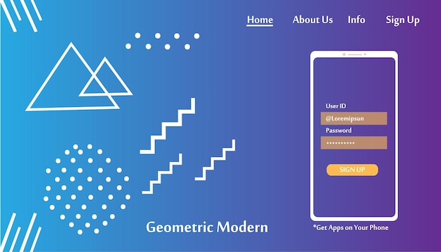 Modèle De Site Web Moderne Géométrique Landing Page Vector Design Illustration