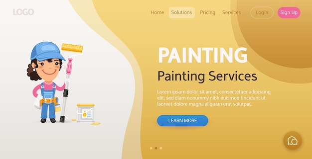 Vecteur modèle de site web de peinture