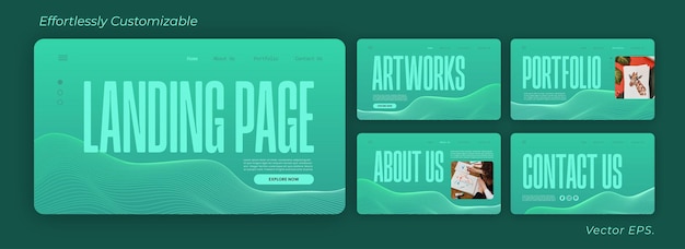 Modèle de site Web premium pour la conception et la présentation de sites Web Vecteur de gradient vert holographique