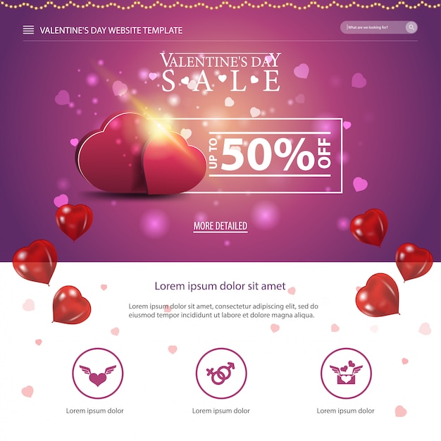 Modèle De Site Web Violet Avec Un Design Saint Valentin