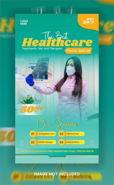 Vecteur modèle de soins de santé d'histoire instagram ou bannière de santé médicale avec luxe élégant pour les médias sociaux