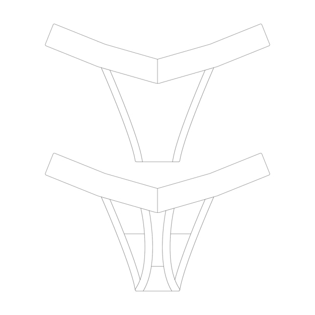modèle de sous-vêtements string coupe haute illustration vectorielle design plat contour collection de vêtements