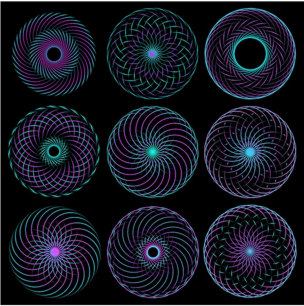 Modèle de spirographe d'éléments de conception ronde.