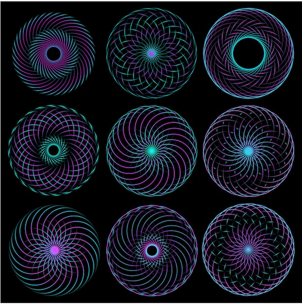 Modèle De Spirographe D'éléments De Conception Ronde.