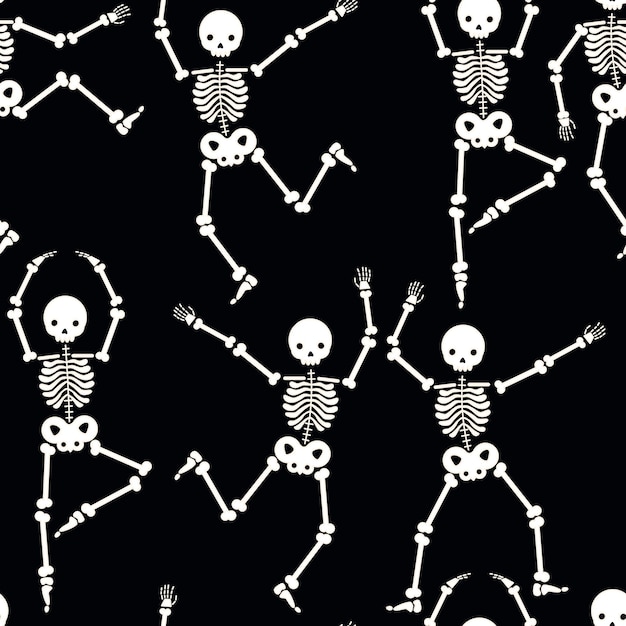 Modèle Avec Des Squelettes De Danse Drôles Pour Halloween