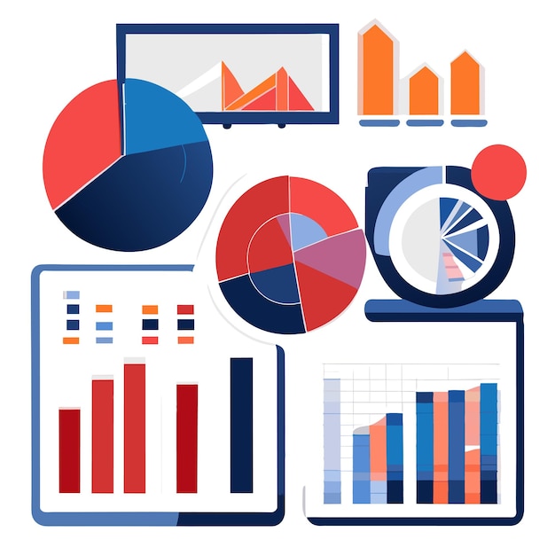 Vecteur modèle de statistiques de croissance du marketing ou tableau de bord de collecte de graphique de croissance ou d'éléments d'analyse