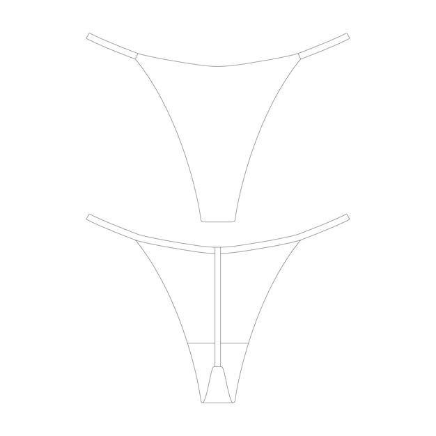 modèle string string sous-vêtements illustration vectorielle design plat contour collection de vêtements