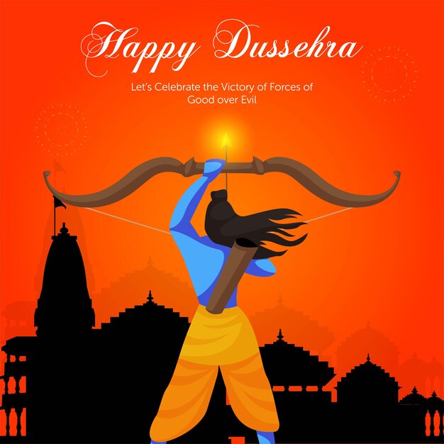 Modèle De Style De Dessin Animé Joyeux Festival Indien Dussehra