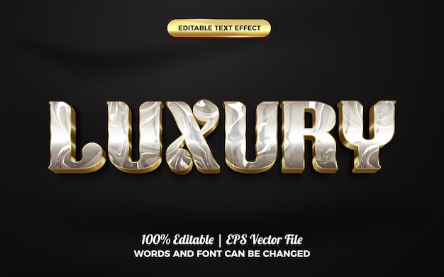 Vecteur modèle de style d'effet de texte modifiable en or de marbre de luxe 3d