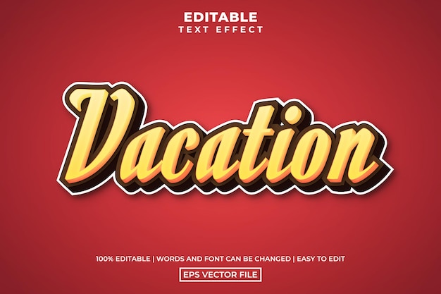 Modèle de style d'effet de texte modifiable rétro vacances