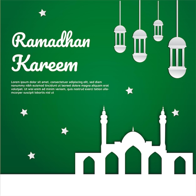 Modèle De Style Papercut De Bannière De Médias Sociaux Ramadan Kareem