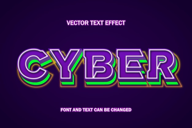Vecteur modèle de style de police d'effet de texte modifiable 3d de style eva de robot vert violet cyber