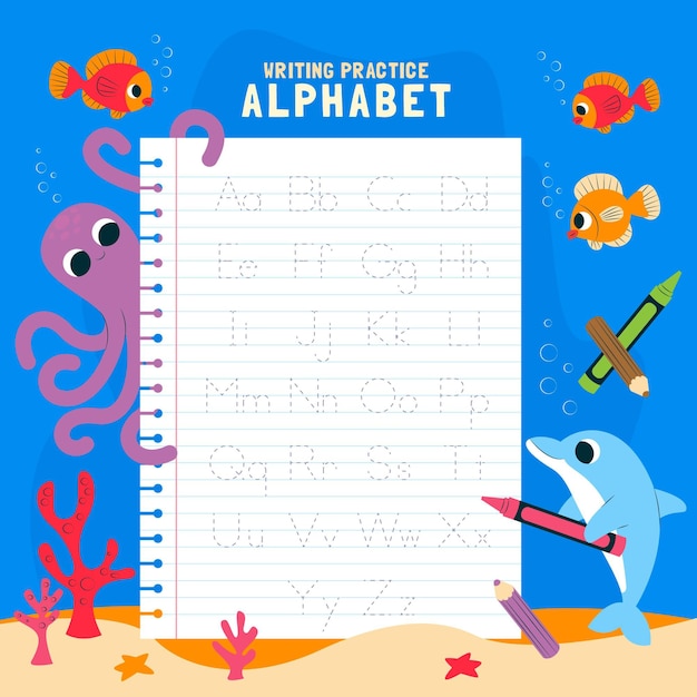 Modèle de suivi de l'alphabet de la vie marine