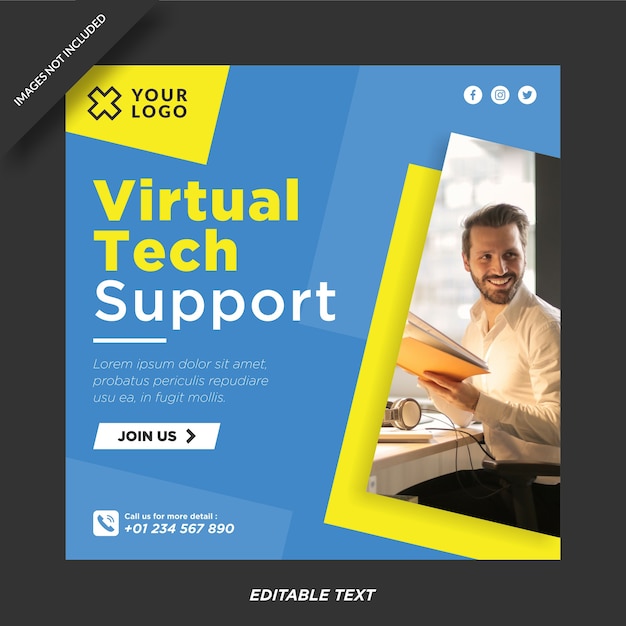 Modèle De Support Technique Virtuel Instagram Et Médias Sociaux