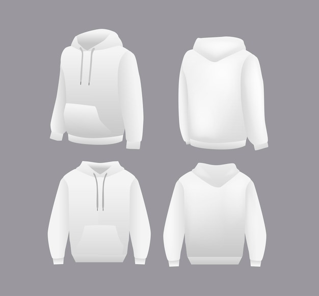 Modèle de sweat-shirt à manches longues à capuche blanche avec chemin de coupe pour l'impression