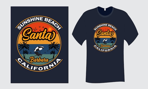 Modèle De T-shirt D'été Sunshine Beach Santa Barbara En Californie