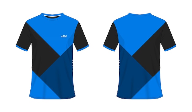 Vecteur modèle de t-shirt de football ou de football bleu et noir pour club d'équipe sur fond blanc. maillot de sport,