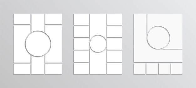 Modèle De Tableau D'ambiance Photo Grille De Collage Images En Mosaïque Disposition Du Tableau D'humeur Illustration Vectorielle