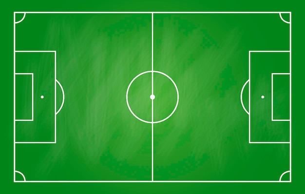 Modèle de tableau tactique de jeu de football sur le terrain de stratégie de football Schéma de jeu de football dessiné à la main apprentissage illustration vectorielle de plan de sport tableau vert