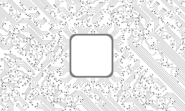 Modèle De Technologie De Ligne De Circuit Gris Sur Le Vecteur De Fond Blanc