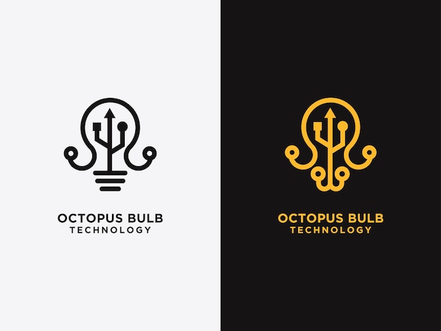 Modèle Technologie Octopus Ampoule Idée Logo Design Innovation