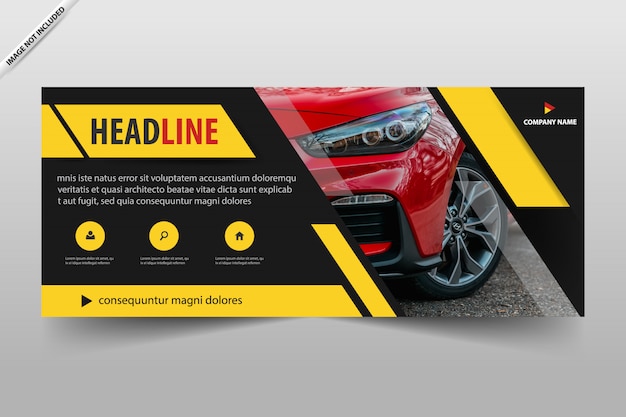 Modèle d'en-tête de couverture de site Web de voiture