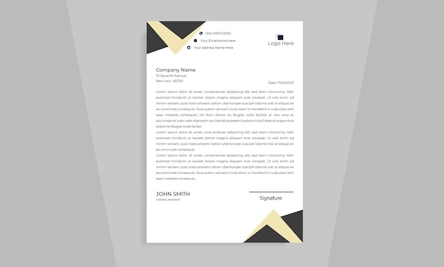 Modèle d'en-tête de lettre moderne pour les entreprises