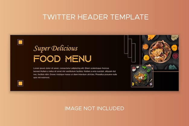 Modèle d'en-tête Twitter de menu alimentaire et de restaurant