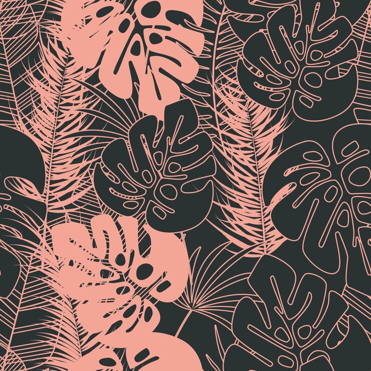 Modèle tropical sans couture d&#39;été avec des feuilles de palmier monstera et des plantes sur fond foncé