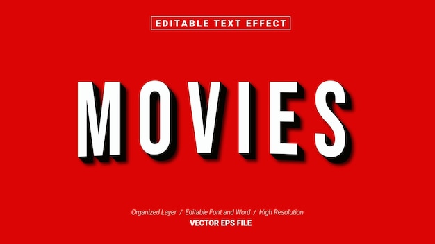 Modèle de typographie de police de films modifiables Style d'effet de texte Lettrage Logo d'illustration vectorielle