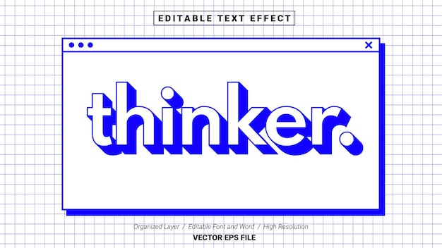 Modèle de typographie de police penseur modifiable Style d'effet de texte Lettrage Logo d'illustration vectorielle