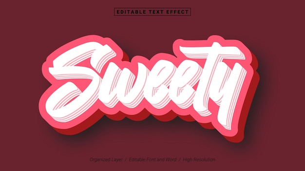 Modèle De Typographie De Police Sweety Modifiable Style D'effet De Texte Lettrage Illustration Vectorielle