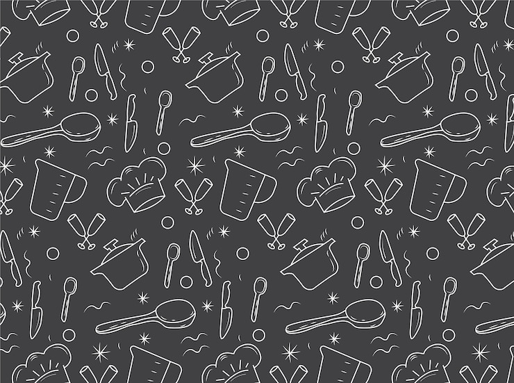 Vecteur modèle de ustensiles de cuisine sans couture