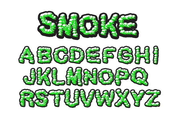 Vecteur modèle de vecteur d'alphabets de nuages de fumée de cannabis