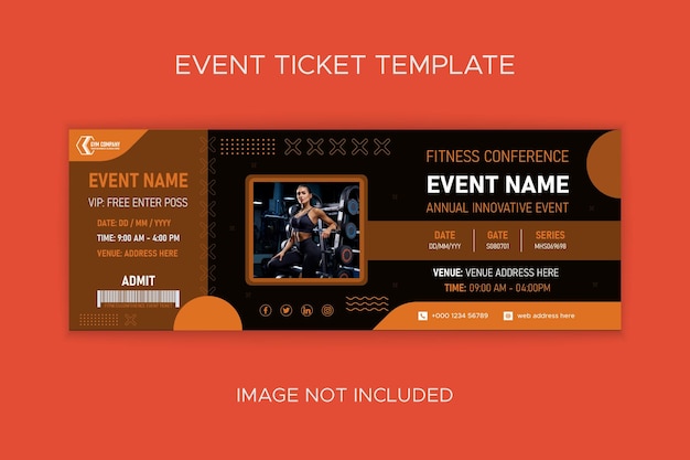 Modèle De Vecteur De Billet D'événement De Gym Et De Fitness